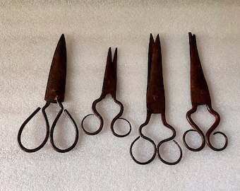 Old Iron Scissors Hand Forged Cutting Tool Antique Indian Iron Scissors Kachi Tool Vintage Iron Hand Made Cloth Cutting Tool 4 Piece