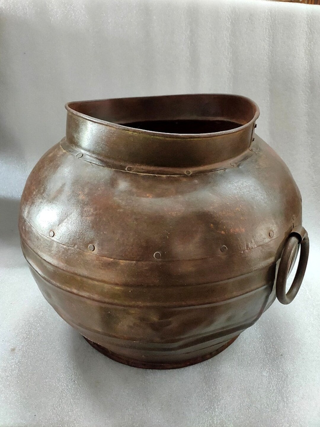 Vintage Iron Water Pot Old Hand Crafted Rustic Iron Big Pot Kitchenware