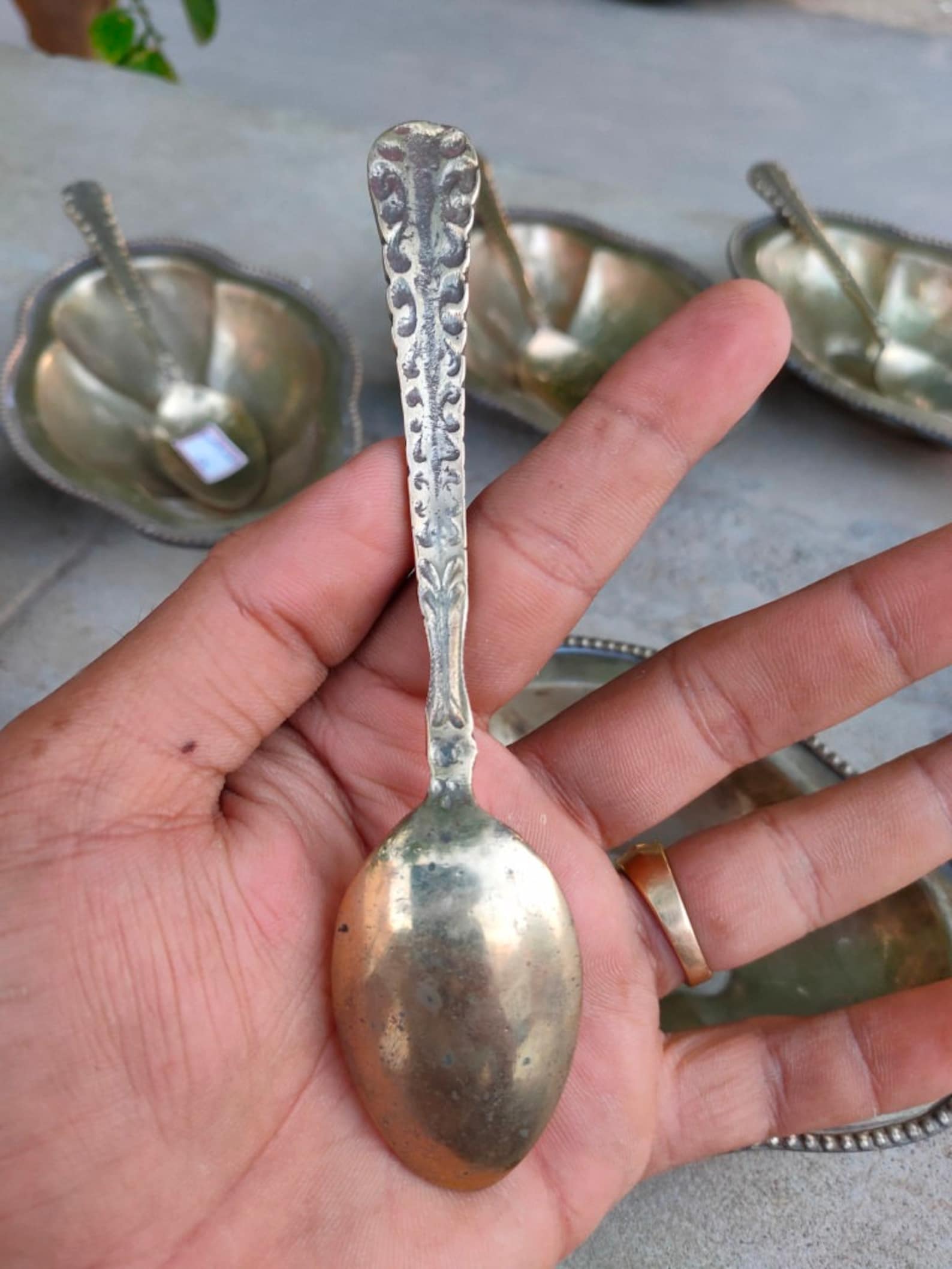 Antique Brass Ice Cream Bowl Old Victorian Bowl Hand Engraved Etsy