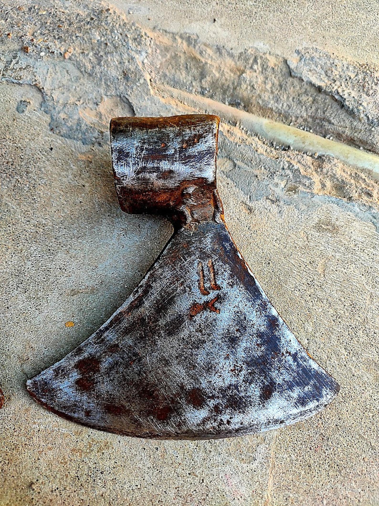 Antique original Iron Axe head Hand made Axehead engraved 11 Etsy