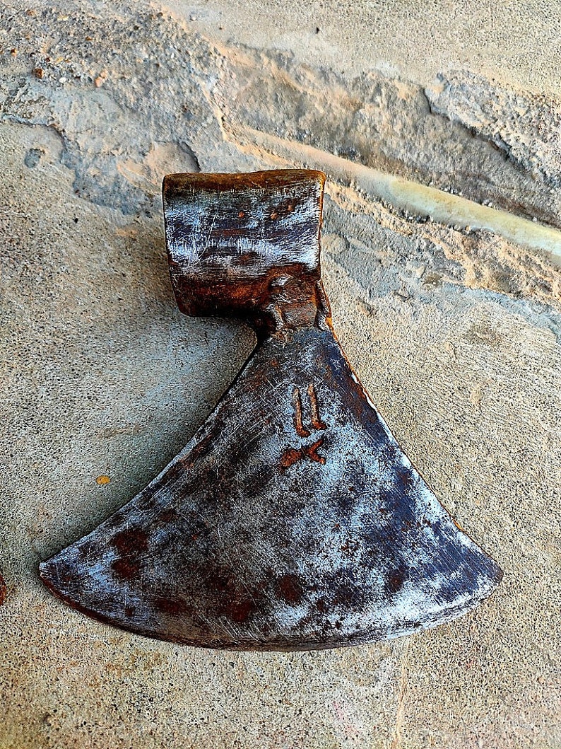 Antique Original Iron Axe Head Hand Made Axehead Engraved 11 Etsy