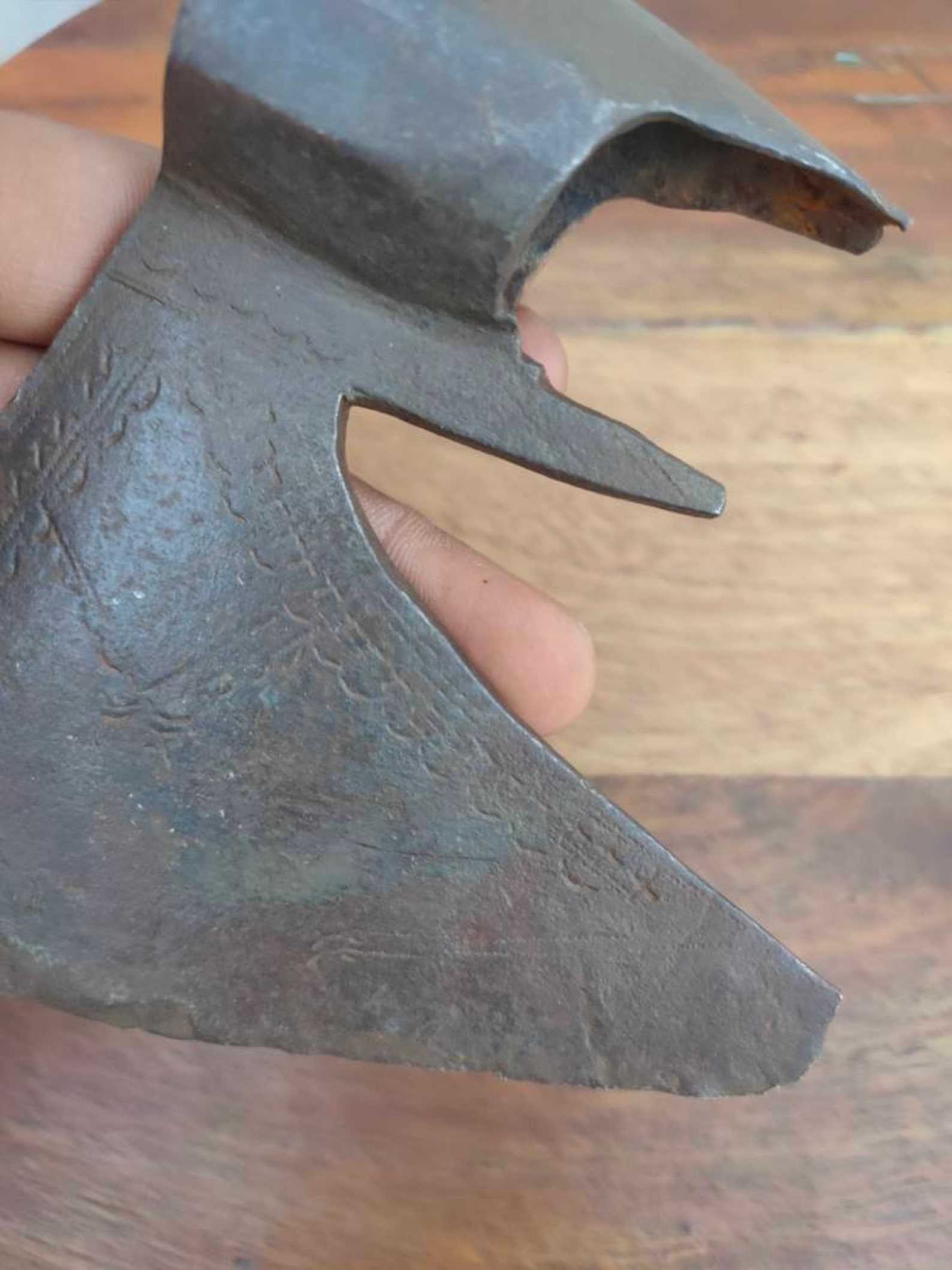 Antique Original Iron Axe Head Hand Engraved Axe Head Floral Carved