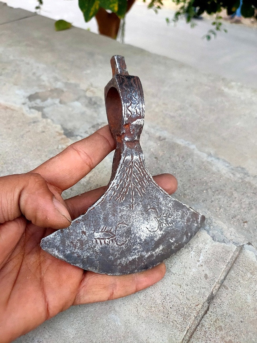 Antique Iron Hand Engraved Axe Head Scorpion Carved Hatchets Old Unique