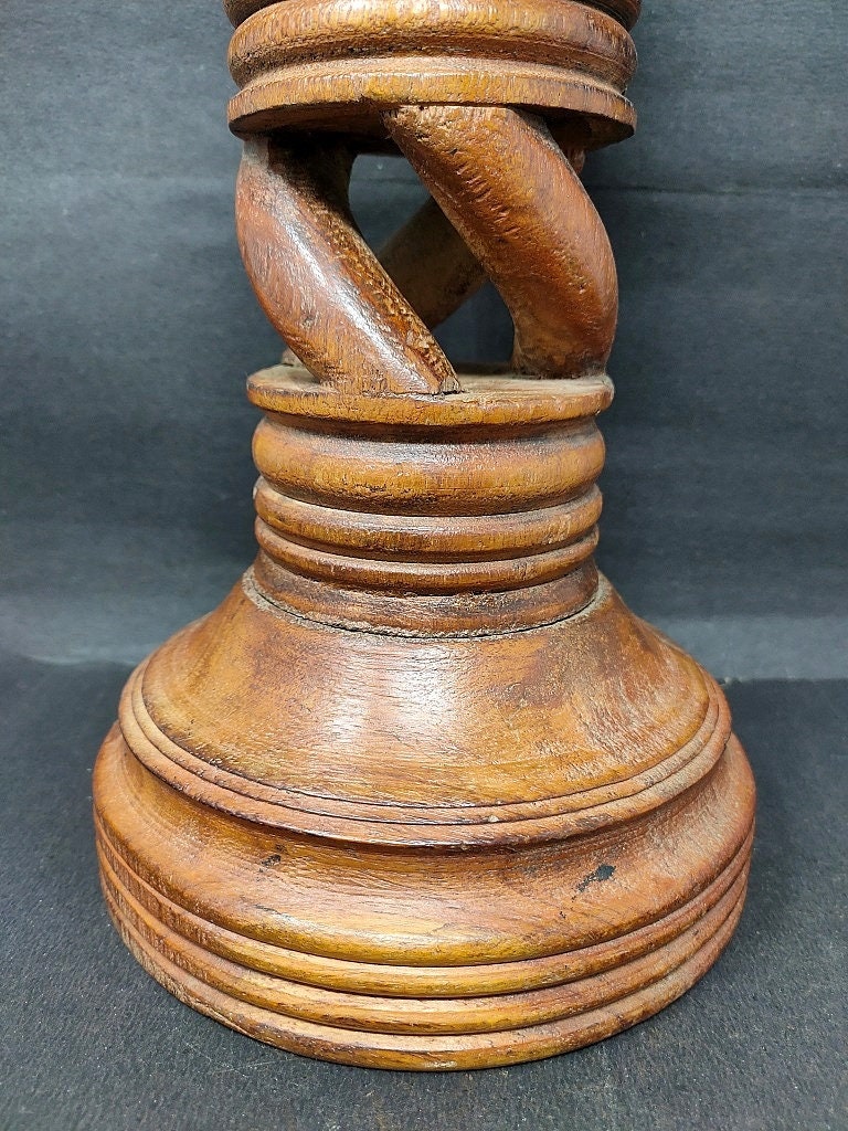 Vintage Wooden Carved Candle Holder Unique Carved Candle Etsy