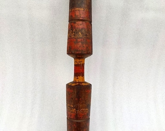 Vintage Hand Carved Oil Panted Spices Grinding Wooden pestle Old Beautiful Indian Wooden Stick Kitchenware