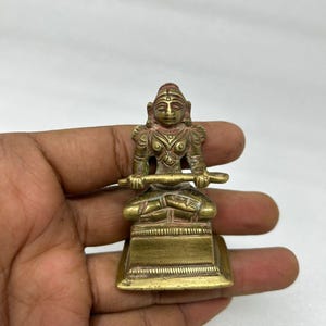 Antique Brass Hand Crafted Hindu Goddess Food Annapurna Devi Figurine Statue Old Brass Goddess Annapurna Devi Temple Statue Sculpture