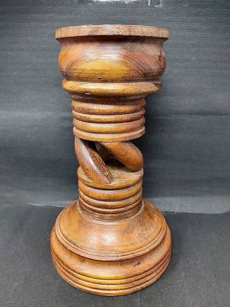 Vintage Wooden Carved Candle Holder Unique Carved Candle Etsy