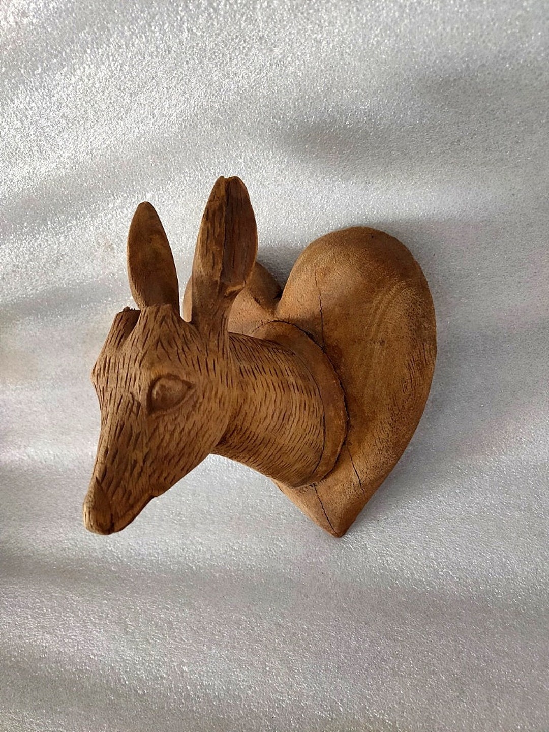 Old Hand Carved Wooden Deer Statue Indian Home Decor Wall Etsy