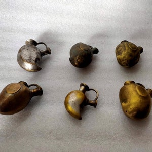 Antique Rare Brass Unique Shape Islamic Mughal Hookah Pot Old Hand Carved mango shape Silver Hookah Pot Indian Home Decor 6 piece