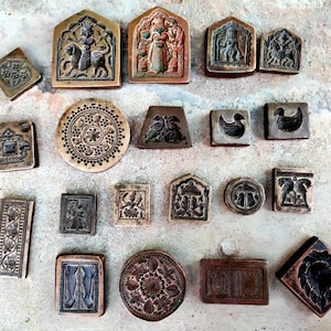 Antique Bronze Mold Hindu God Bronze Mold Hindu Goddess Mold Flower Carved Mold Bird Carved Mold Old Unique Jewelry Making Die Mould 20 Pc