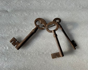 Antique Rare Iron Key Hand Crafted Iron Almirah Keys Old Indian Iron Big Lock Key  Key Different Huge Key Indian Home Decor 3 Piece