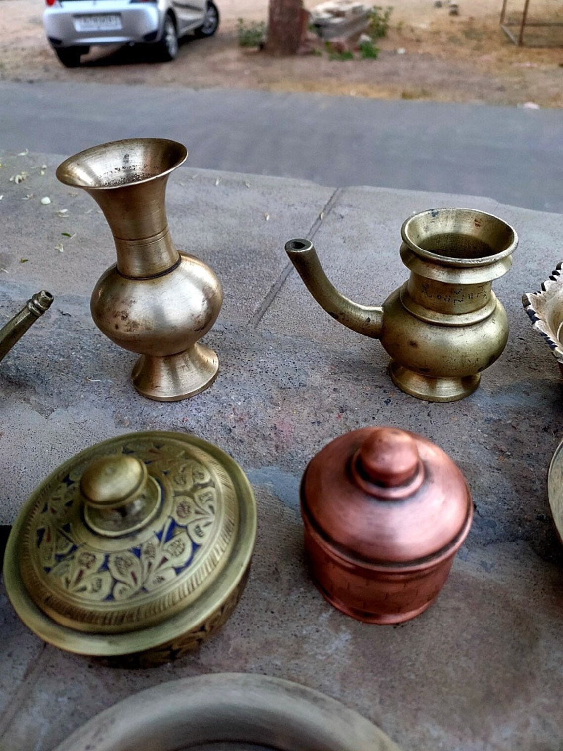 Old Brass Vase Mosque Carved Plate Urdu Written Bowl Religious Etsy