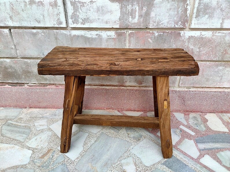 Wooden Bench Stool Chair Hand Crafted Sleeper Wood Stool Old Look