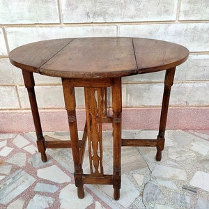 Antique Wooden End Table Hand Carved Unique Coffee Table Old Foldable Tea Table Indian Side Table Unique Dining Table Bed Side Table Decor
