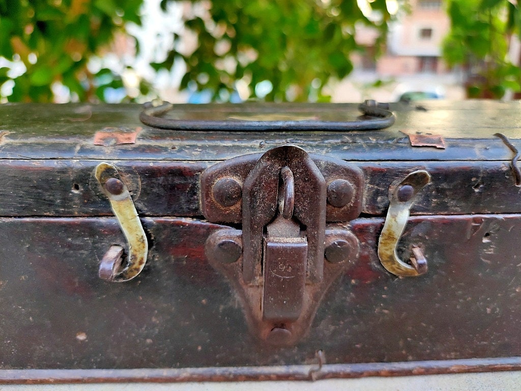 Office & Desk Storage Antique Brass Work Wooden Box Hand Made Wooden ...