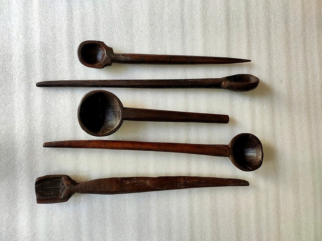 Antique Wooden Spoon Old Hand Carved Holy Spoon Hand Made Unique Shape
