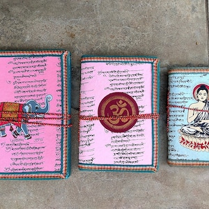 Handgemachtes Papier Notizbuch Indian Hand gemacht Papier Tagebuch Elefant Om Buddha Gedruckt Indian handgemacht Baumwollpapier Notizbuch Taschenjournal 3tlg