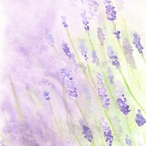 Premium Giclee Print, Lavender Watercolor Painting, Dreamy Floral Decor, Fine Art Print, Ethereal Wall Art, Purple Summer Garden Flowers
