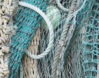Coastal Photography, Nautical Picture, Teal Wall Art, Fishing Decor, Man Cave Wall Decor, Fishing Boat Gift, Rustic Print, Fishing Net Decor
