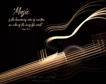 Bass Guitar Art, Inspirational Gift for Musician, Music Wall Art, Musical Instrument Photography, Contemporary Art, Music Decor, Music Quote