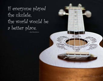 Ukulele Art ~ Music Gift for Musician ~ Ukulele Print ~ Motivational Wall Decor ~ Musical Instrument Photography ~ Brown Wall Art ~ Fine Art