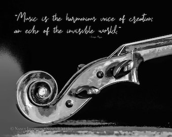 Violin Art, Inspirational Gift for Musician, Music Wall Art, Musical Instrument Photography, Contemporary Art, Music Decor, Music Quote
