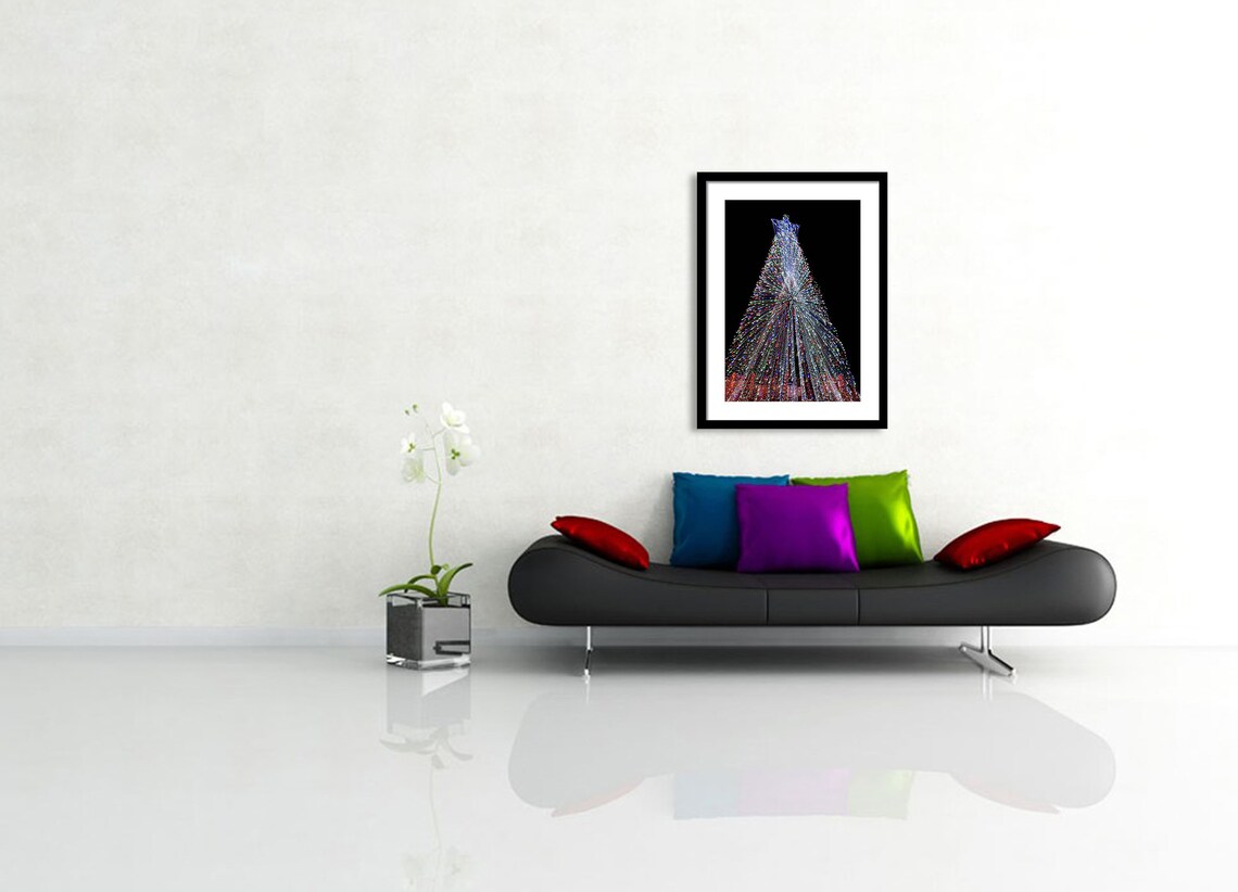 Red Blue Green Christmas Tree Lights Photo Holiday Wall Art Etsy