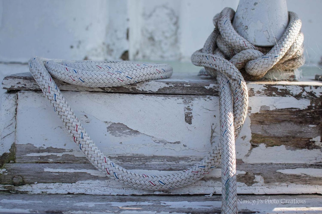 Sailing Knot Picture, Nautical Wall Art, Rope Tied to Dock Rustic Print