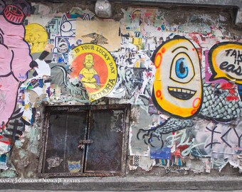 Pike Street Graffiti, Urban Wall Art, Seattle Photography, Contemporary Art Photo, Post Alley Grunge Print, Steampunk Decor, Modern Fine Art