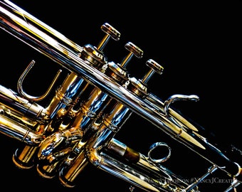 Trumpet Art, Musical Instrument Photography, Trumpeter Gift for Musician, Contemporary Art, Music Decor, R&B Jazz Photography Music Wall Art