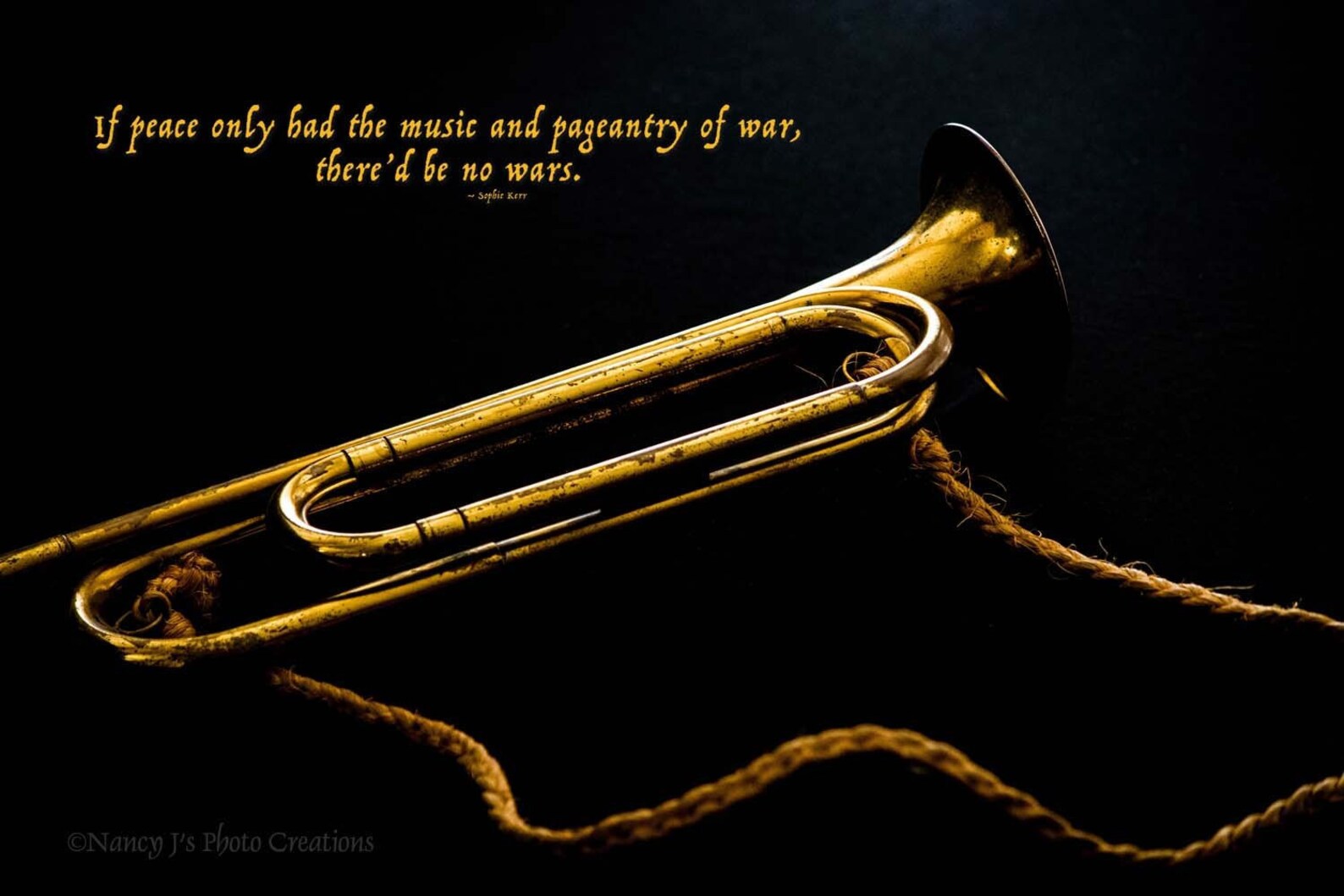 Antique Bugle Wall Art Inspirational Quote About Peace Etsy