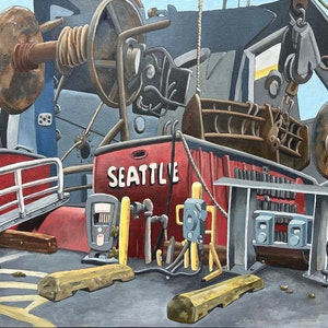 Oil painting on canvas, Fishermen's Terminal 30x24 image 1