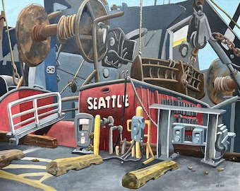 Oil painting on canvas, Fishermen's Terminal (30"x24")