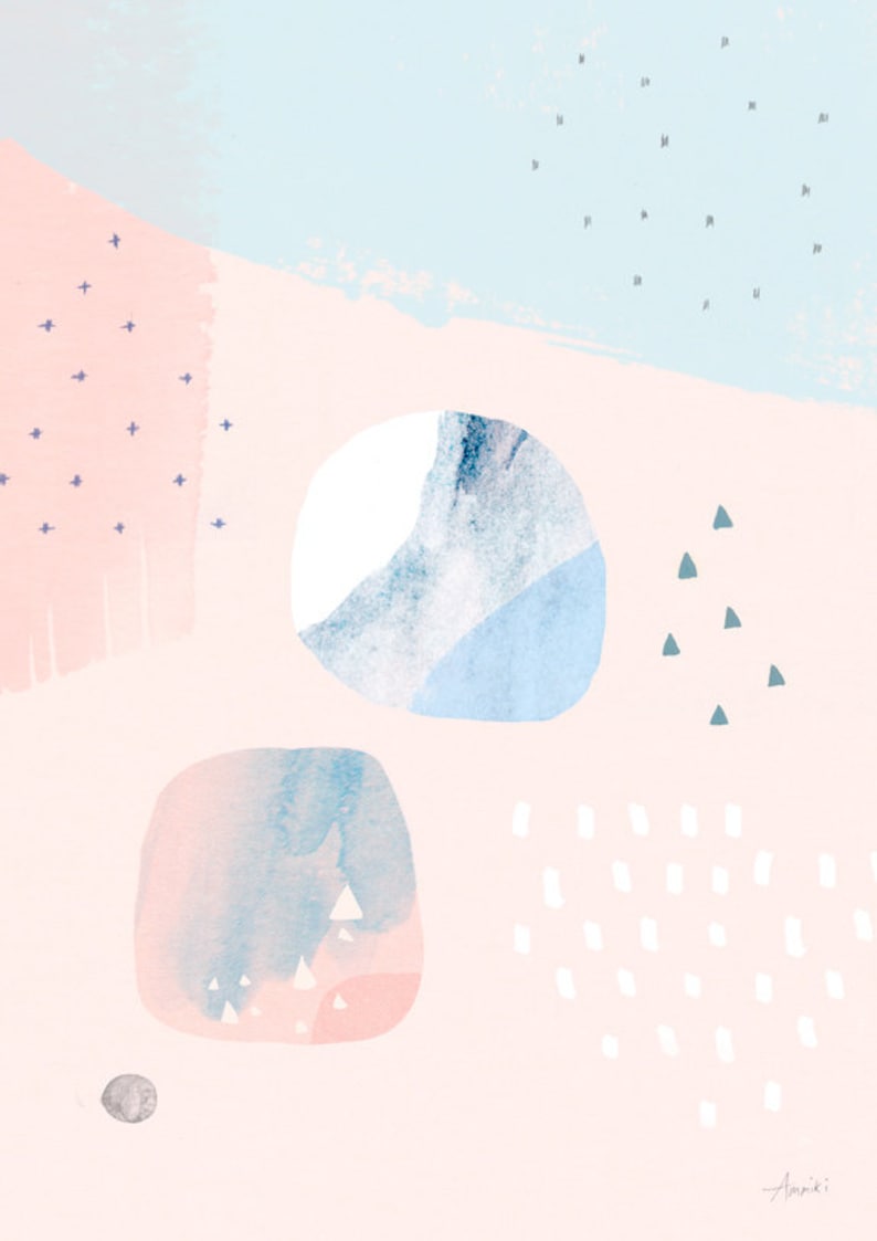 8 X10 or A4 Abstract Art Print Tranquil Peach Pink Etsy