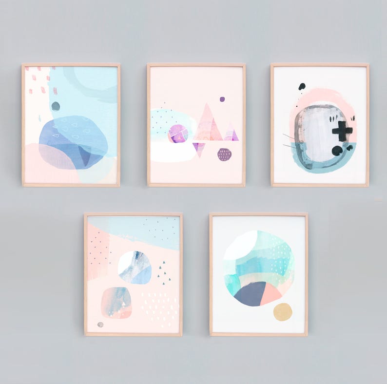 Set of 5 small Art Prints Abstract Painting Abstract Set Etsy