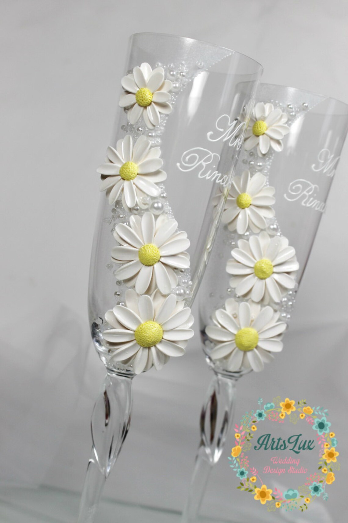 Daisy Wedding champagne glassesDaisy WeddingFlower wedding Etsy