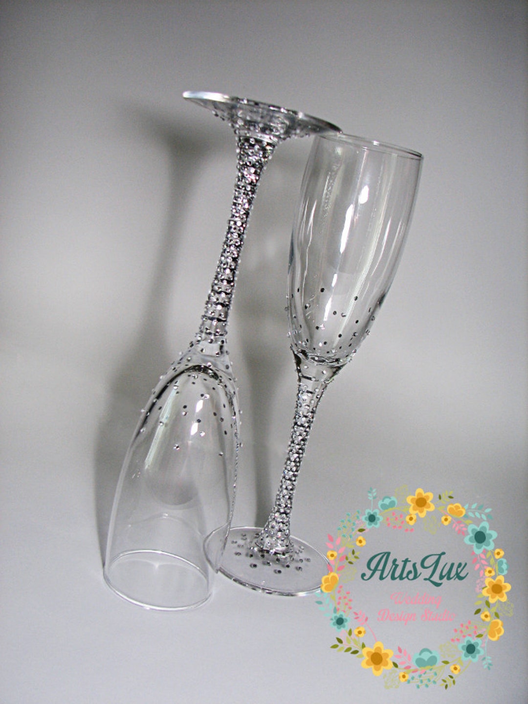Tritan Champagne Flutes with Bride and Groom — WARSAW CUT GLASS