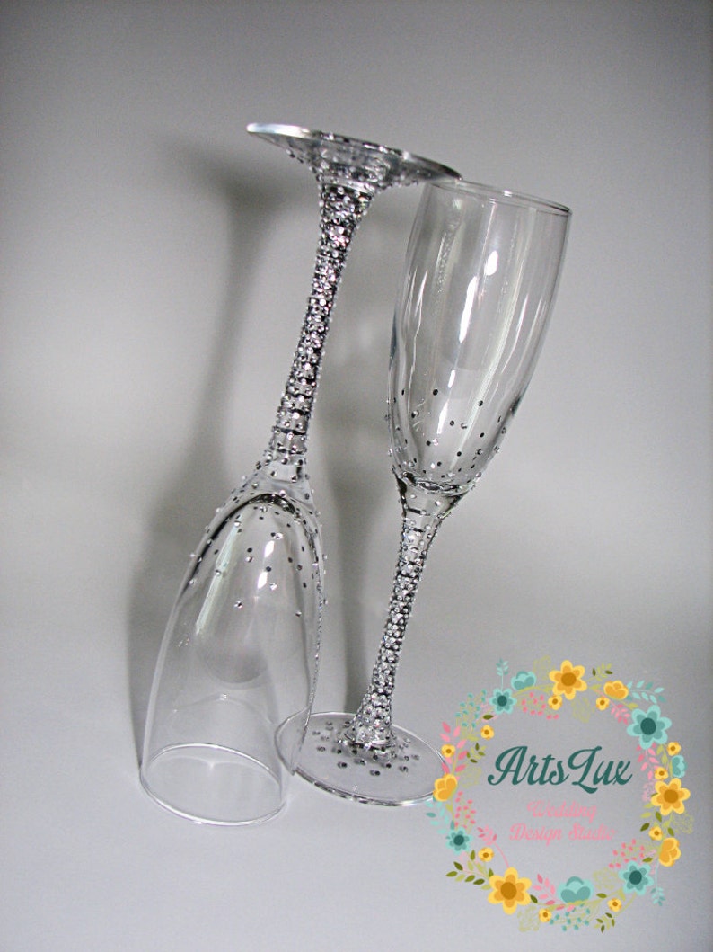 Brilliant Wedding Champagne Glasses With Shimmering Etsy