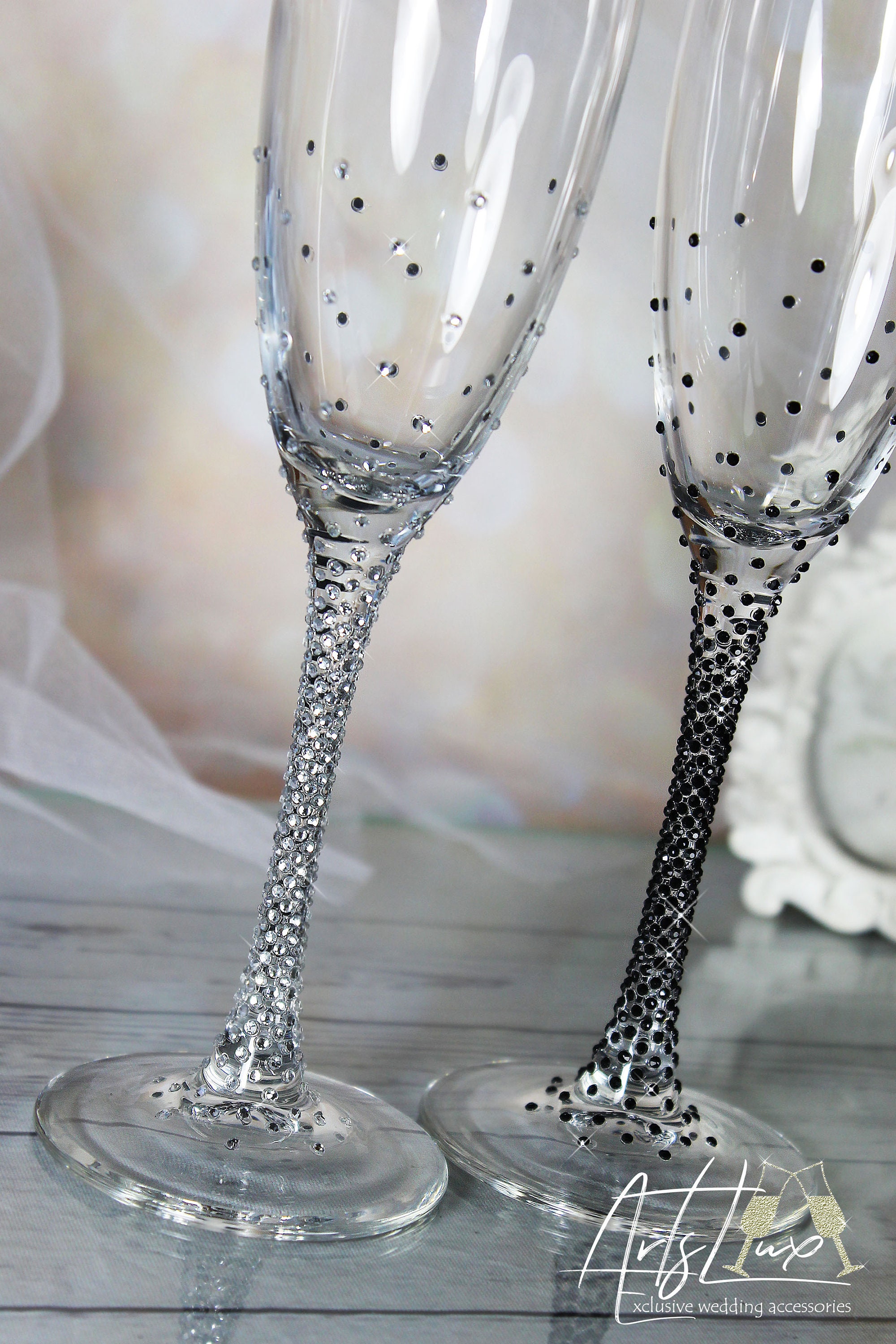 Brilliant Wedding champagne glasses with shimmering Etsy