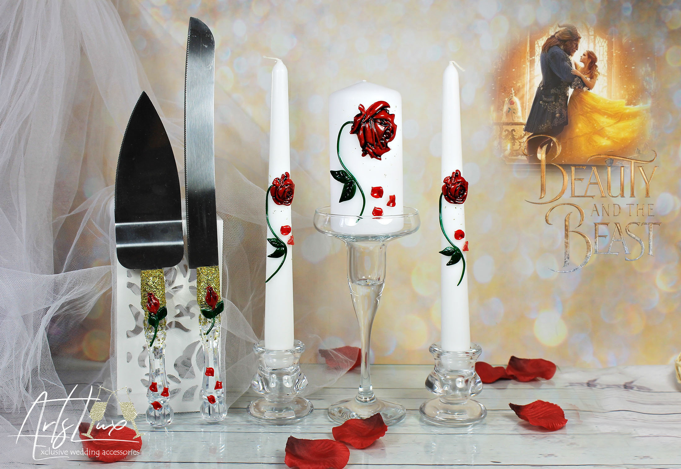Beauty and the shop beast cake knife set