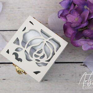 Caja de madera para guardar anillos de boda - Caja de madera para guardar anillos - Porta anillos blanco - Caja de compromiso - Regalo de boda - Caja para propuesta - Regalo