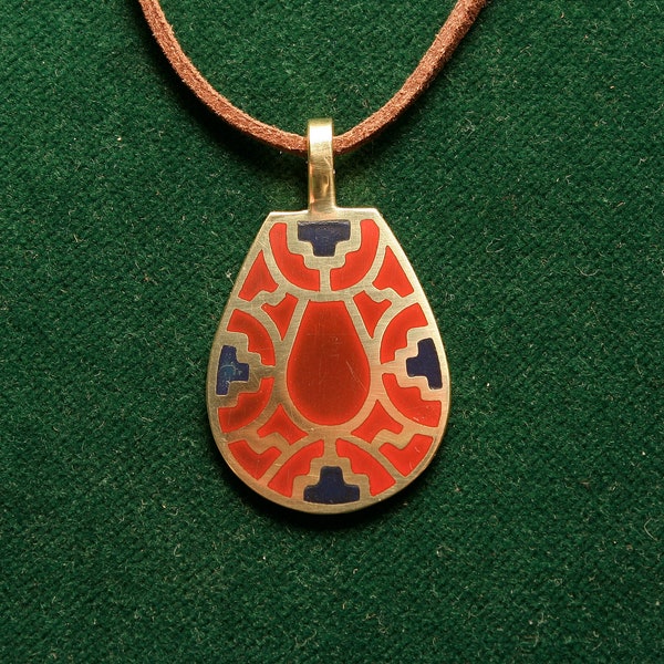Anglo-saxon brass pendant with enamels, Faversham pendant, anglo-saxon necklace, Merovingian necklace, Anglo Saxon jewelry