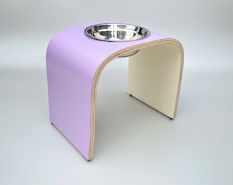 Lavender Purple & Cream Limited Edition Raised Single Bowl Dog Food Stand, Elevated Dog Bowl, Easy to Clean Modern Design