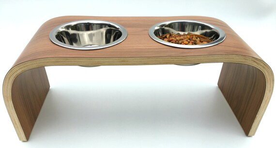 Elevated Dog Bowl Raised Dog Feeder In Walnut Finish Non Etsy
