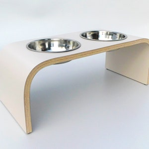 Stand for Dog Bowls in Hemp (Beige), Cat Feeding Stand, Personalised Height Handmade to Order, Non Slip Easy to Clean Design,