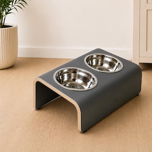 Support surélevé incliné pour gamelle de chien | Gamelles surélevées pour chien | Station d'alimentation ergonomique | Distributeur de nourriture en bois fait main | Hauteur personnalisable