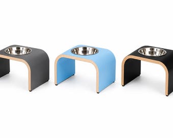 Handmade Wooden Raised Dog Bowl Stand, Elevated Pet Feeder