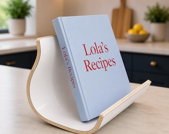 Wooden Cookbook Stand, Recipe Book Holder, Kitchen Tablet Stand, Easy Clean