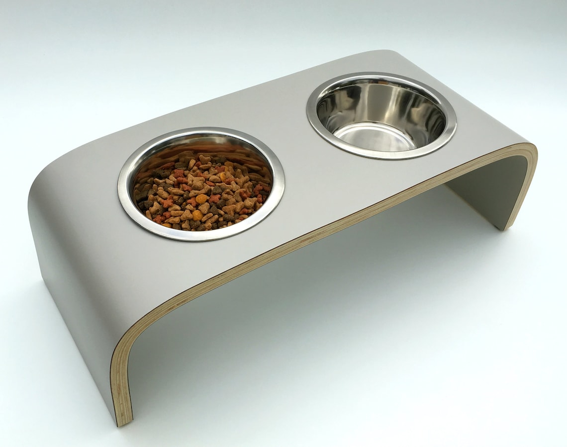 Raised Dog Feeding Bowls Elevated Dog Bowls in Grey Dog Bowl Etsy