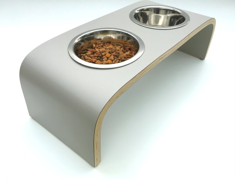 Raised Dog Feeding Bowls Elevated Dog Bowls in Grey Dog Bowl Etsy